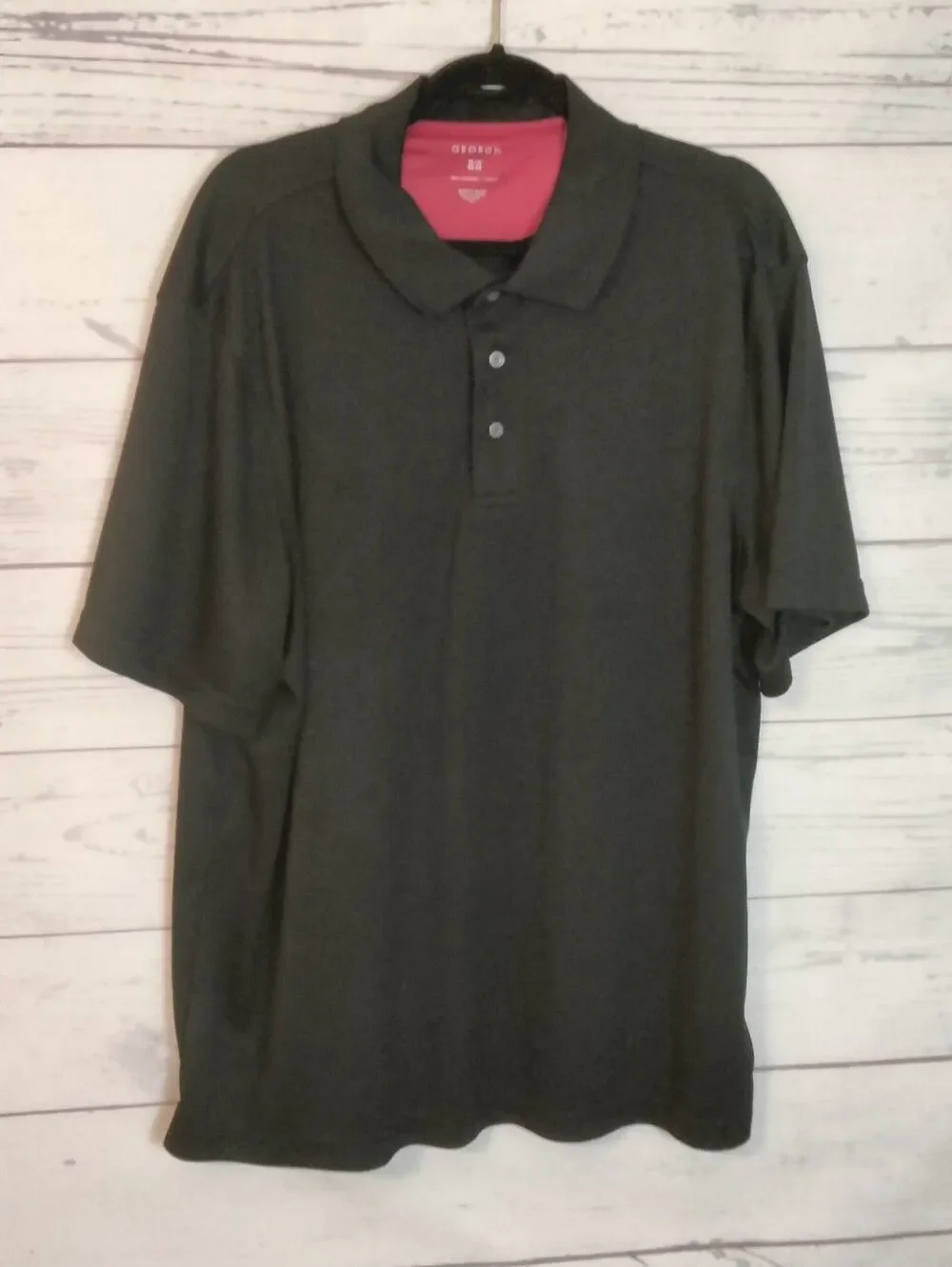 George Men's Black Polo with Contrasting Red Neck